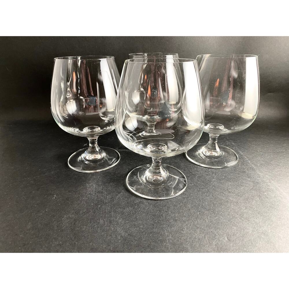 Set of 4 Vintage Crystal Brandy Snifters - Classic Elegant Bourbon, 6" Tall
